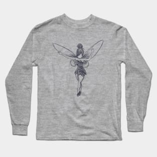 Tinkerbell crayon b&w Long Sleeve T-Shirt